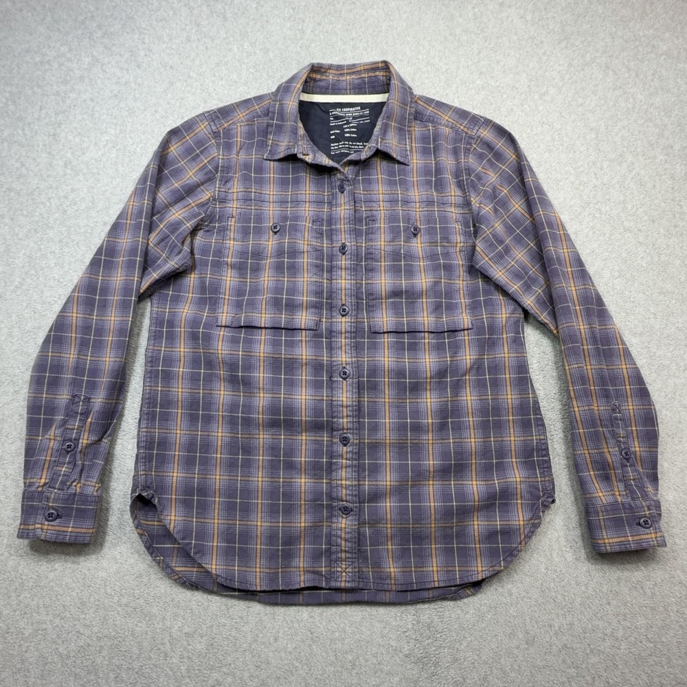 REI Co-Op Wallace Lake Flannel Shirt Women Small Purple Plaid Pockets Outdoor